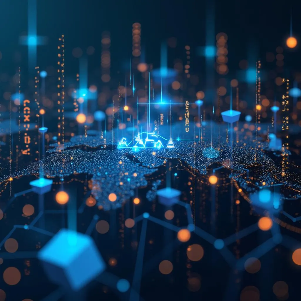 Technologie IA et symboles financiers